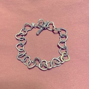 David Yurman sterling silver heart link bracelet.